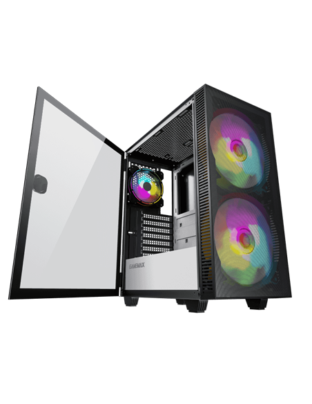 Carcasă PC Gamemax Aero, Midi-Tower, Fără PSU, Negru