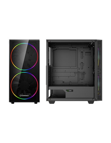 Carcasă PC Gamemax Aero, Midi-Tower, Fără PSU, Negru