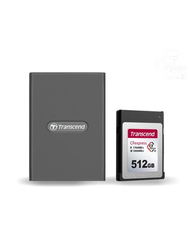 Cititor de carduri Transcend TS-RDE2, USB Type-C, USB Type-A, Gri