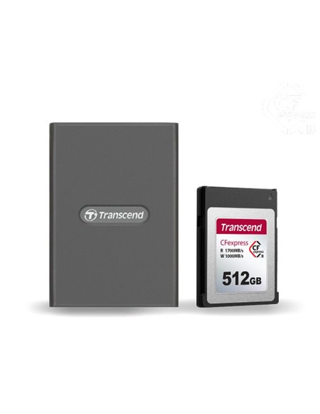 Кардридер Transcend TS-RDE2, USB Type-C, USB Type-A, Серый