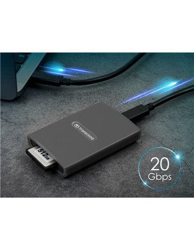 Кардридер Transcend TS-RDE2, USB Type-C, USB Type-A, Серый