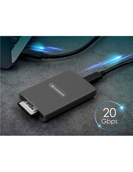 Кардридер Transcend TS-RDE2, USB Type-C, USB Type-A, Серый