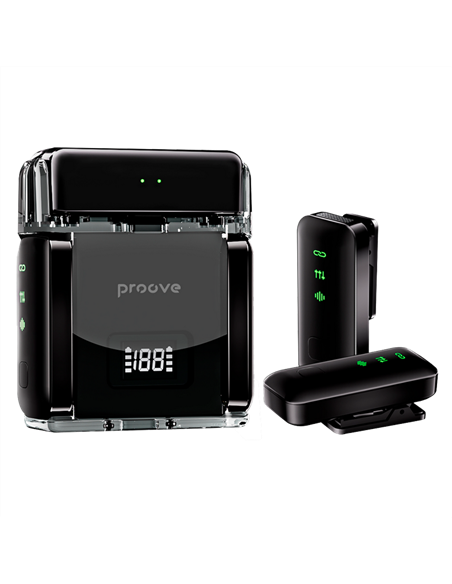 Microfon portabil pentru înregistrare vocală Proove Live, Fără fir, Negru
