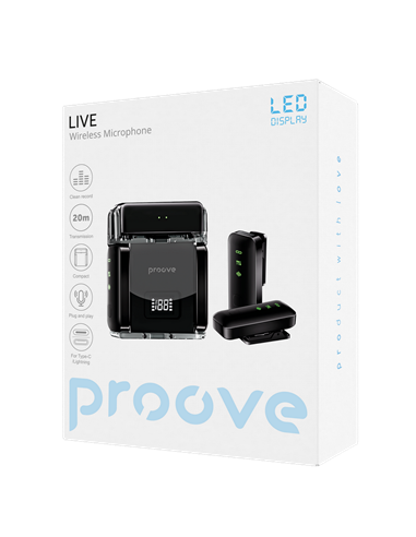 Портативный записывающий микрофон Proove Live, Беспроводной, Черный