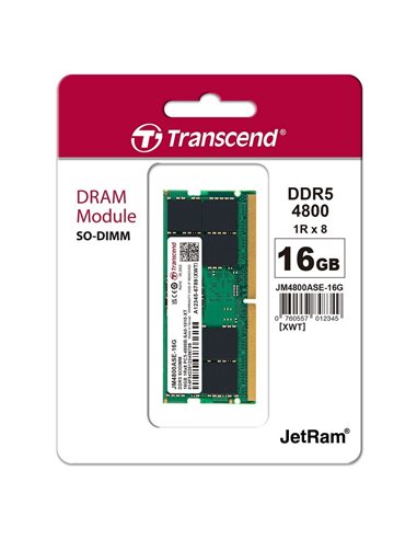 Оперативная память Transcend JetRam, DDR5 SDRAM, 4800 МГц, 16Гб, JM4800ASE-16G