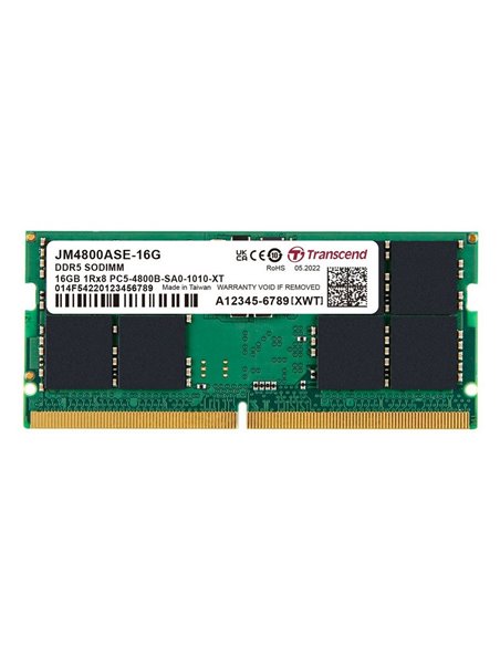 Оперативная память Transcend JetRam, DDR5 SDRAM, 4800 МГц, 16Гб, JM4800ASE-16G Оперативная память Transcend JetRam, DDR5 SDRAM, 4800 МГц, 16Гб, JM4800ASE-16G