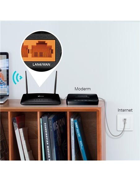 Router fără fir TP-LINK TL-MR6400, 4G, Negru