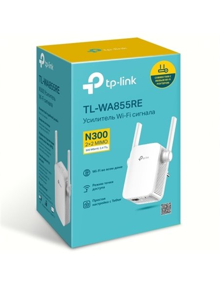 Усилитель Wi‑Fi сигнала TP-LINK TL-WA855RE, 300 Мбит/с, Белый