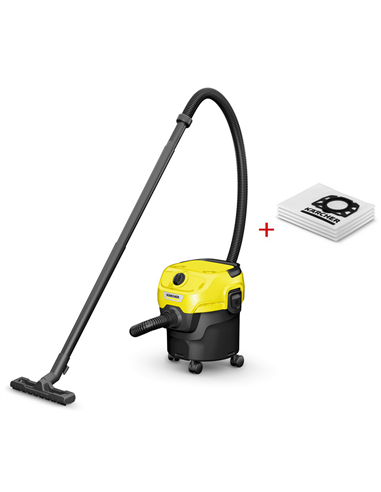 Пылесос Karcher WD 1 + Фильтр-мешки 2.863-314.0, Желтый | Черный