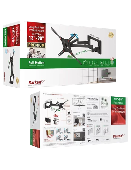 Наклонно-поворотное настенное крепление BARKAN BM466XP, Чёрный
