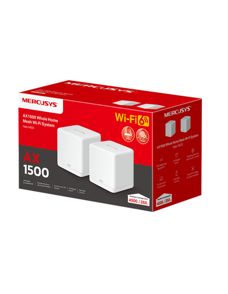 Sistem Wi-Fi Mesh MERCUSYS Halo H60X(2-pack), Wi-Fi, Alb