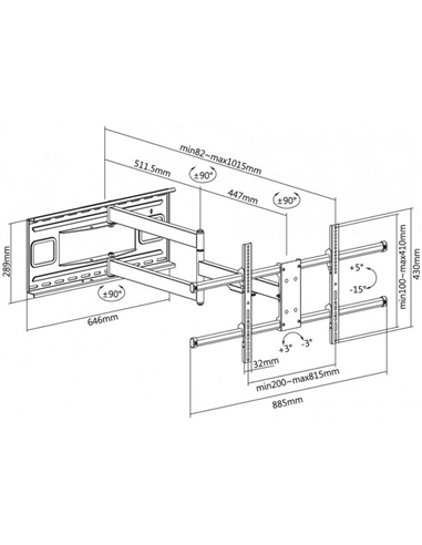 Suport de perete înclinat și pivotant Reflecta Plexo XL 80-8040T, Negru