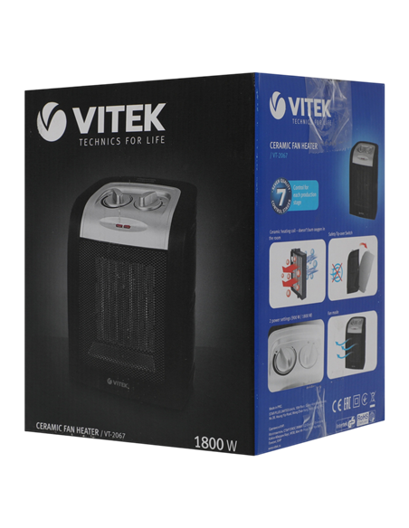 Aerotermă VITEK VT-2067, 1800W, Negru | Argintiu