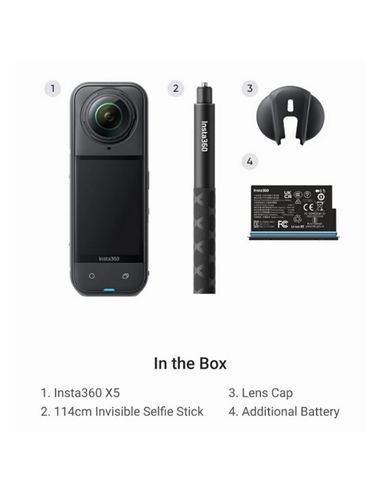 Cameră Video Sport Insta360 X5 Starter Bundle, Negru