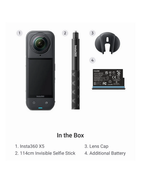 Cameră Video Sport Insta360 X5 Starter Bundle, Negru