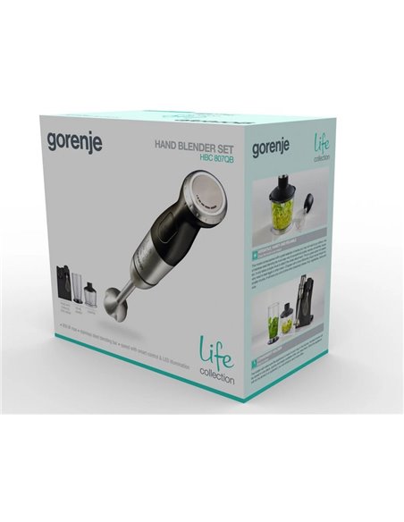 Blender de mână Gorenje HBC807QB, Negru Argintiu