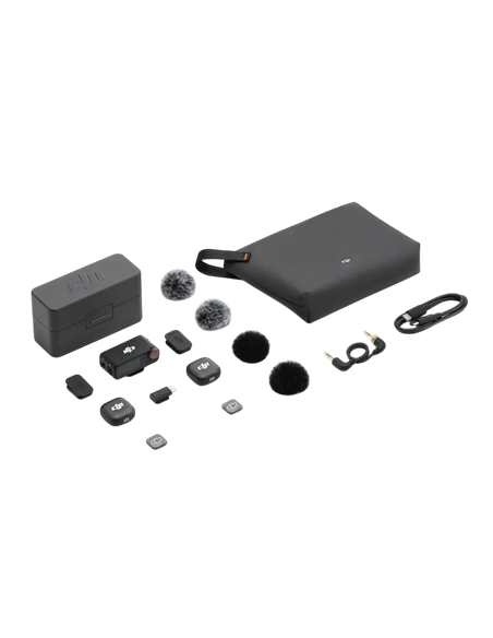 Портативный записывающий микрофон DJI Mic 3 (2 TX + 1 RX + Charging Case), Беспроводной, Черный