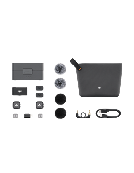 Портативный записывающий микрофон DJI Mic 3 (2 TX + 1 RX + Charging Case), Беспроводной, Черный