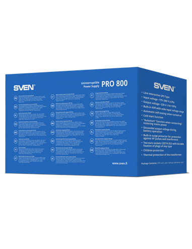 Sursă de alimentare neîntreruptibilă SVEN Pro 800, Linear-interactiv, 800VA