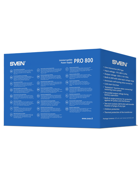 Sursă de alimentare neîntreruptibilă SVEN Pro 800, Linear-interactiv, 800VA