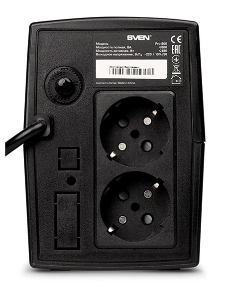 Источник бесперебойного питания SVEN Pro 800, Линейно-интерактивный, 800VA Источник бесперебойного питания SVEN Pro 800, Линейно-интерактивный, 800VA
