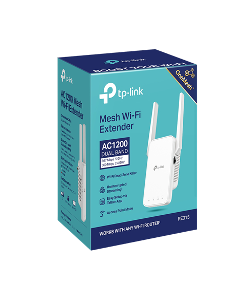 Amplificator de semnal Wi‑Fi TP-LINK RE315, 300 Mbps, 867 Mbps, Alb