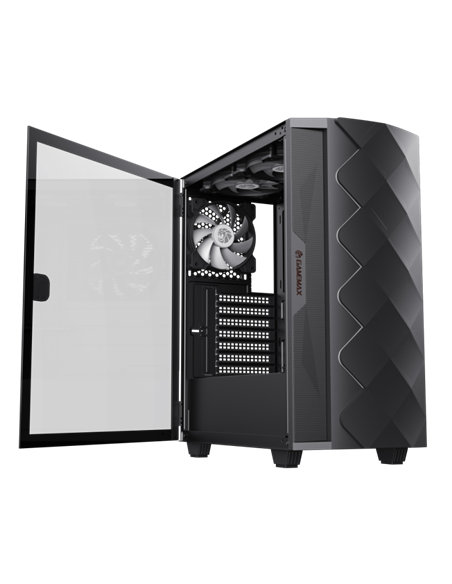 Компьютерный корпус Gamemax Diamond CP BK, Midi-Tower, Без блока питания, Чёрный