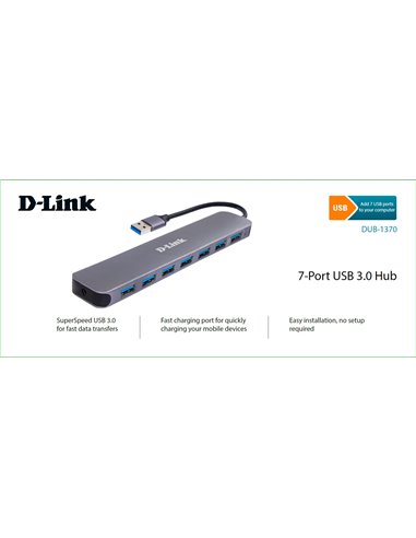 Adaptor Hub D-Link DUB-1370/B2A, Gri
