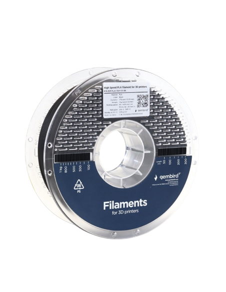 Filament pentru imprimantă 3D Gembird 3DP-PLA1.75HY-01-BK, PLA, Negru, 1.75 mm, 1kg