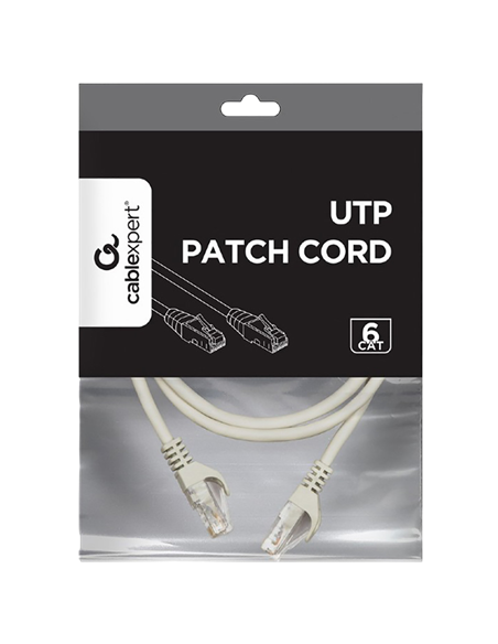 Патч-корд Cablexpert PP6U-1M, Cat6 UTP, 1м, Серый Патч-корд Cablexpert PP6U-1M, Cat6 UTP, 1м, Серый