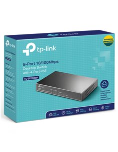 PoE коммутатор TP-LINK TL-SF1008P, 4x IEEE 802.3af/at 2