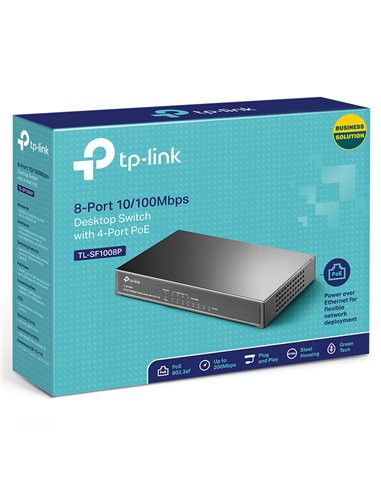 PoE коммутатор TP-LINK TL-SF1008P, 4x IEEE 802.3af/at