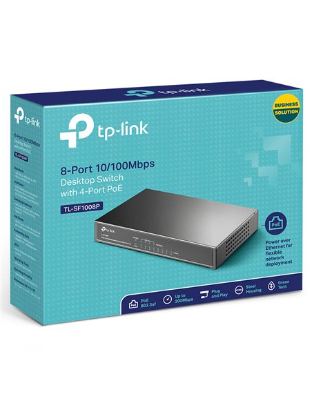 PoE коммутатор TP-LINK TL-SF1008P, 4x IEEE 802.3af/at