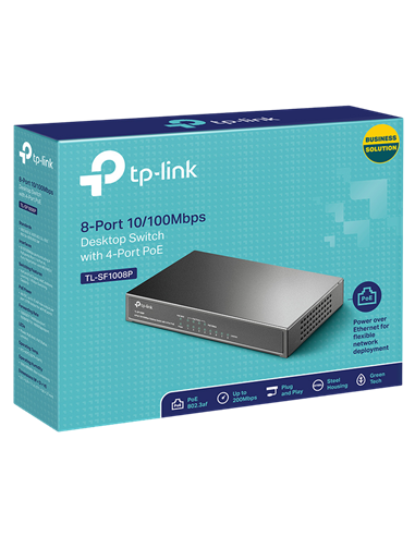 PoE коммутатор TP-LINK TL-SF1008P, 4x IEEE 802.3af/at
