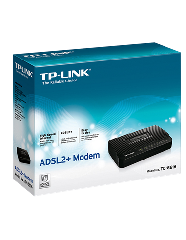 ADSL Модем TP-LINK TD-8616, ADSL/ADSL2/ADSL2 + до 24 Мбит/с, Чёрный