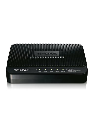 Modem ADSL TP-LINK TD-8817, ADSL/ADSL2/ADSL2 + până la 24 Mbps, Negru