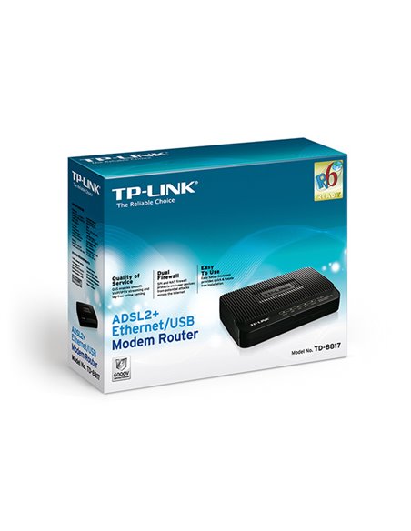 Modem ADSL TP-LINK TD-8817, ADSL/ADSL2/ADSL2 + până la 24 Mbps, Negru Modem ADSL TP-LINK TD-8817, ADSL/ADSL2/ADSL2 + până la 24 Mbps, Negru