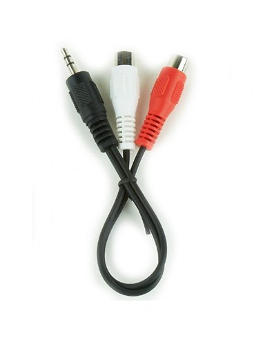 Аудио адаптер Cablexpert CCA-406, 3.5mm 3-pin (M) - 2x RCA (F), 0,2м, Чёрный