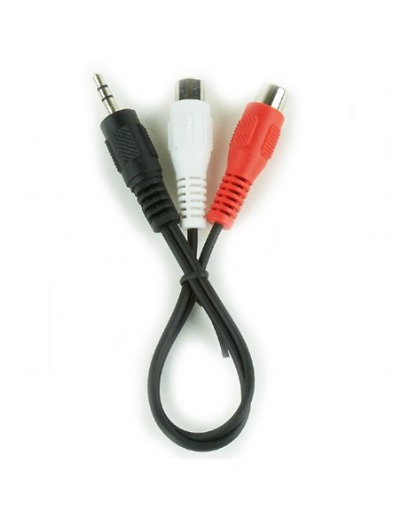 Аудио адаптер Cablexpert CCA-406, 3.5mm 3-pin (M) - 2x RCA (F), 0,2м, Чёрный