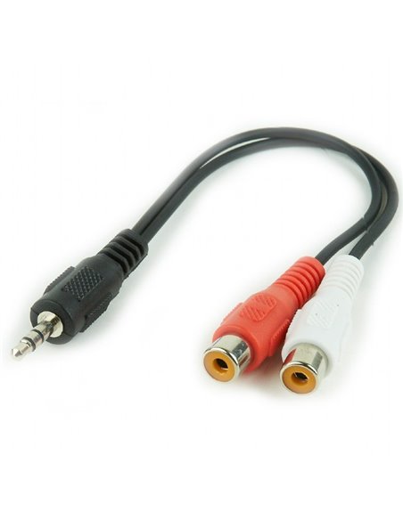 Аудио адаптер Cablexpert CCA-406, 3.5mm 3-pin (M) - 2x RCA (F), 0,2м, Чёрный