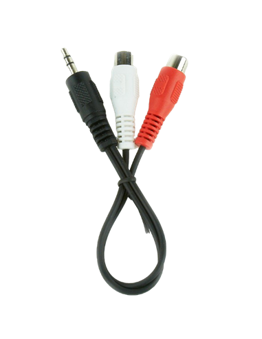 Audio Adaptor Cablexpert CCA-406, 3.5mm 3-pin (M) - 2x RCA (F), 0,2m, Negru