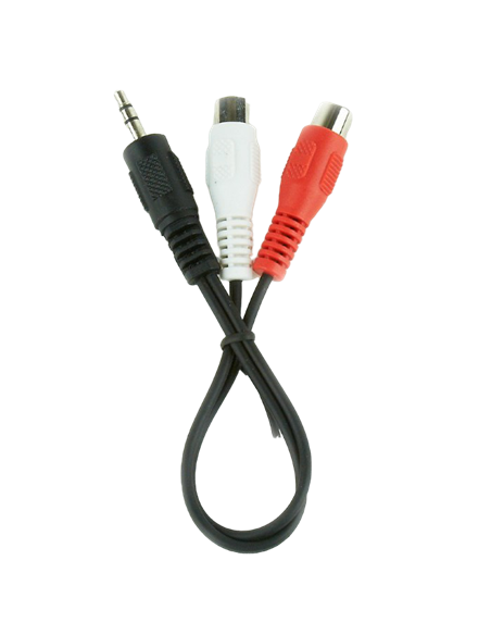Audio Adaptor Cablexpert CCA-406, 3.5mm 3-pin (M) - 2x RCA (F), 0,2m, Negru