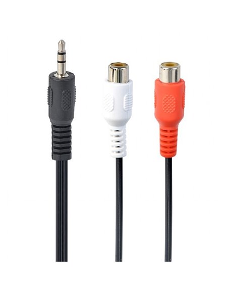 Аудио адаптер Cablexpert CCA-406, 3.5mm 3-pin (M) - 2x RCA (F), 0,2м, Чёрный