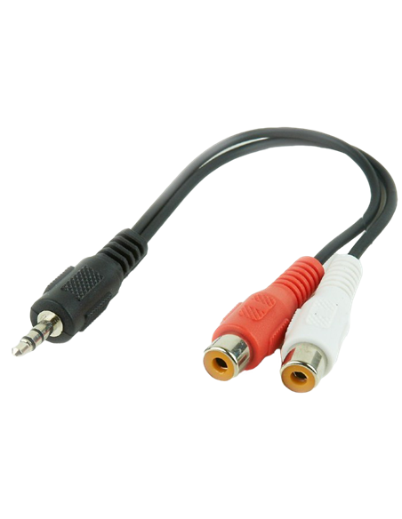 Audio Adaptor Cablexpert CCA-406, 3.5mm 3-pin (M) - 2x RCA (F), 0,2m, Negru