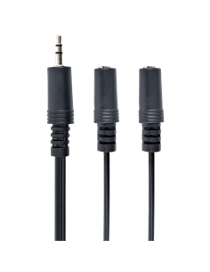 Аудиокабель Cablexpert CCA-415, 3.5mm 3-pin (M) - 2x 3.5mm 3-pin (F), 5м, Чёрный