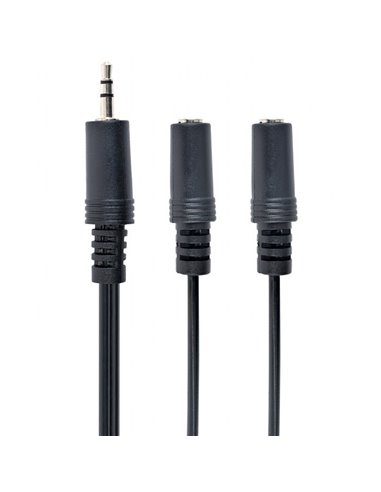 Аудиокабель Cablexpert CCA-415, 3.5mm 3-pin (M) - 2x 3.5mm 3-pin (F), 5м, Чёрный