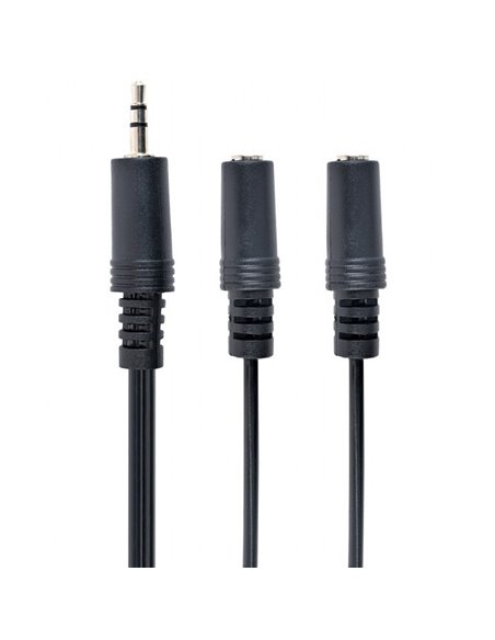 Аудиокабель Cablexpert CCA-415, 3.5mm 3-pin (M) - 2x 3.5mm 3-pin (F), 5м, Чёрный