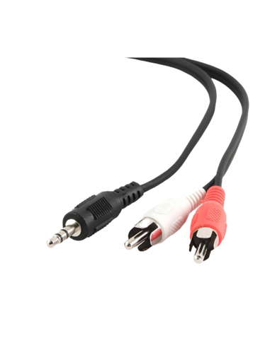 Audio Adaptor Cablexpert CCA-458/0.2, 3.5mm 3-pin (M) - 2x RCA (M), 0,2m, Negru