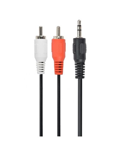 Аудио адаптер Cablexpert CCA-458/0.2, 3.5mm 3-pin (M) - 2x RCA (M), 0,2м, Чёрный