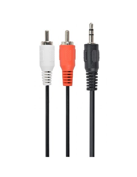 Аудио адаптер Cablexpert CCA-458/0.2, 3.5mm 3-pin (M) - 2x RCA (M), 0,2м, Чёрный